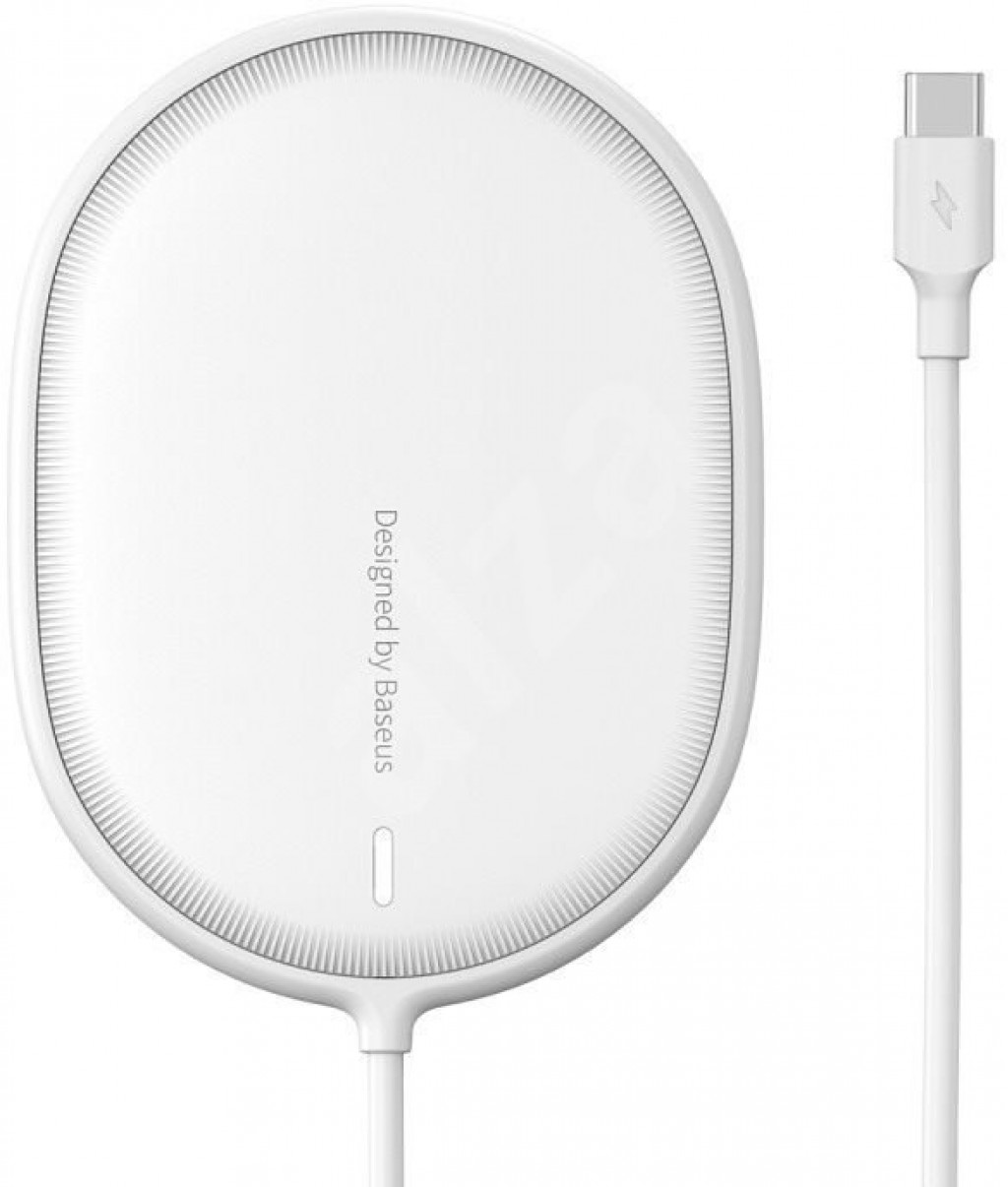 Беспроводное зарядное устройство для iPhone 12/12 Pro/12Pro Max 15w Baseus Light Magnetic Wireless Charger, White (WXQJ-02)