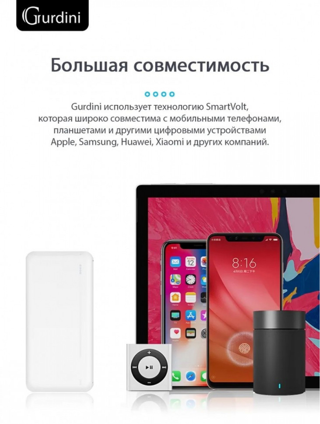 Внешний аккумулятор Gurdini Business Series 20000 mAh, Black (GPBS-02)