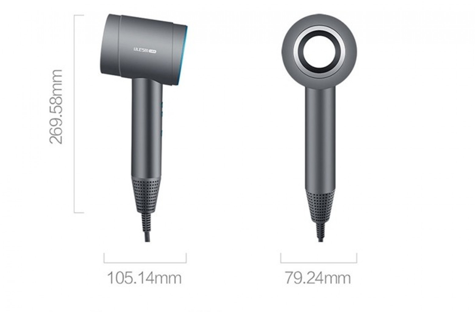 Фен для волос Xiaomi ULESM Leafless High-Speed Hair Dryer Grey