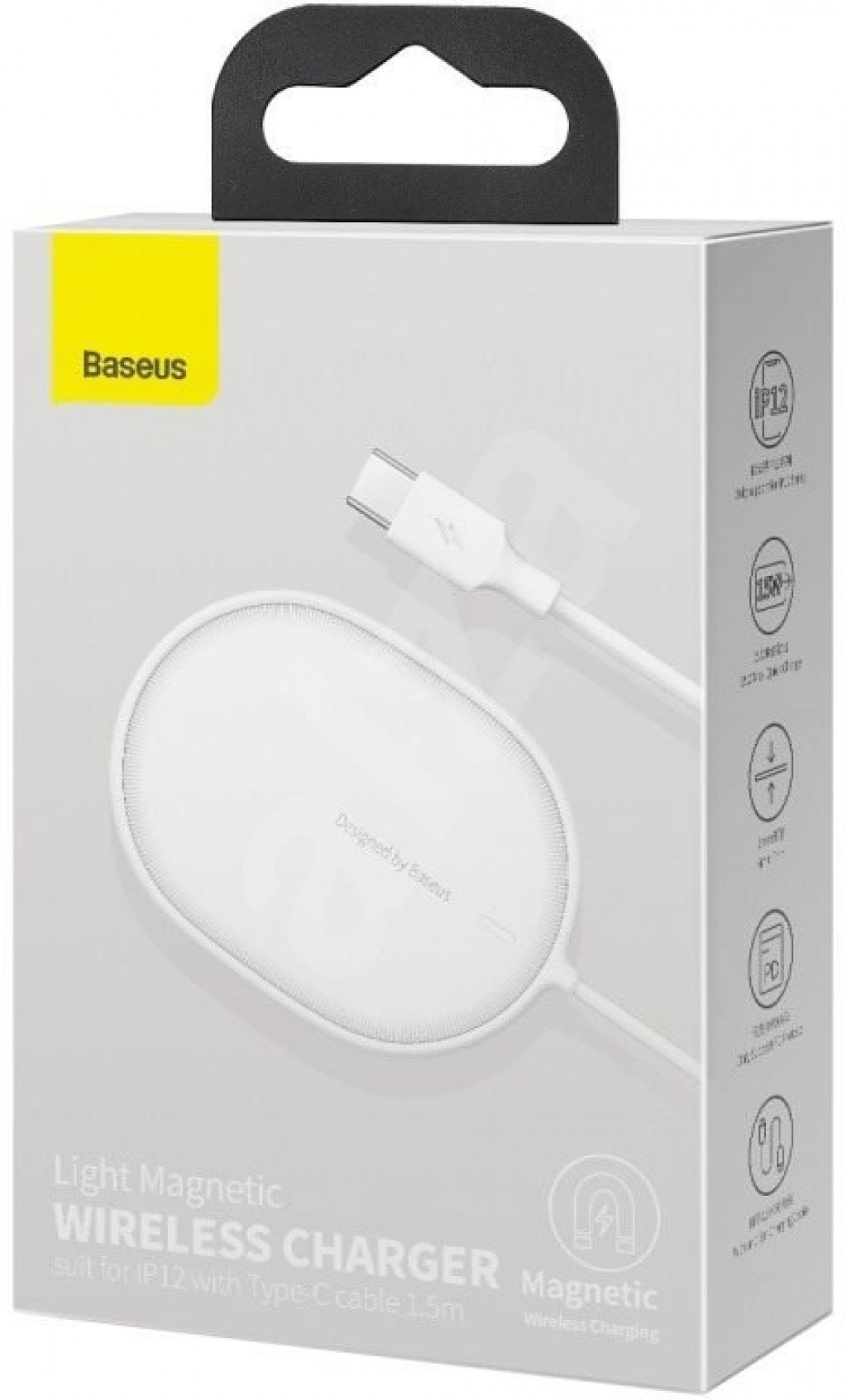 Беспроводное зарядное устройство для iPhone 12/12 Pro/12Pro Max 15w Baseus Light Magnetic Wireless Charger, White (WXQJ-02)