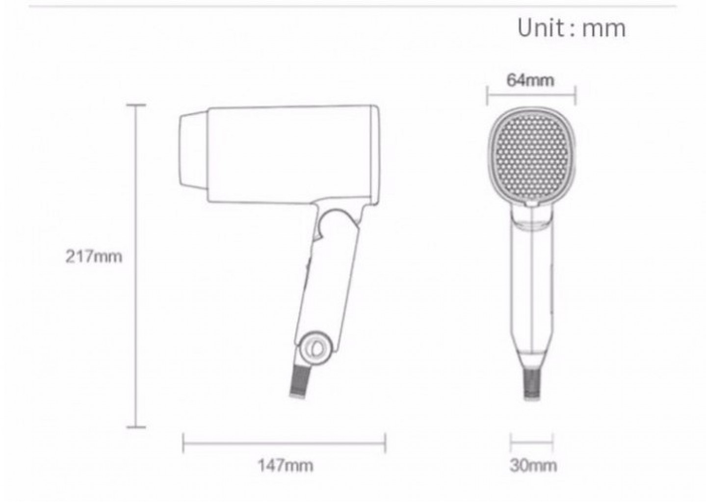 Фен для волос Xiaomi Smate Mini Portable Hair Dryer Supple 1000W