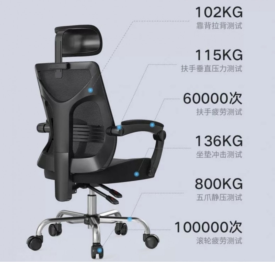 Компьютерное кресло Xiaomi HBADA Ergonomic Chair, Black (HDNY164WM)