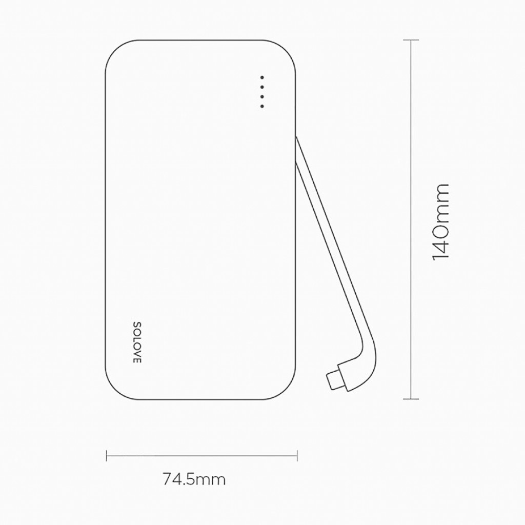 Внешний аккумулятор Power Bank Xiaomi (Mi) Solove W7 10000 mAh Dual со встроенными двумя кабелями, White (W7 White)