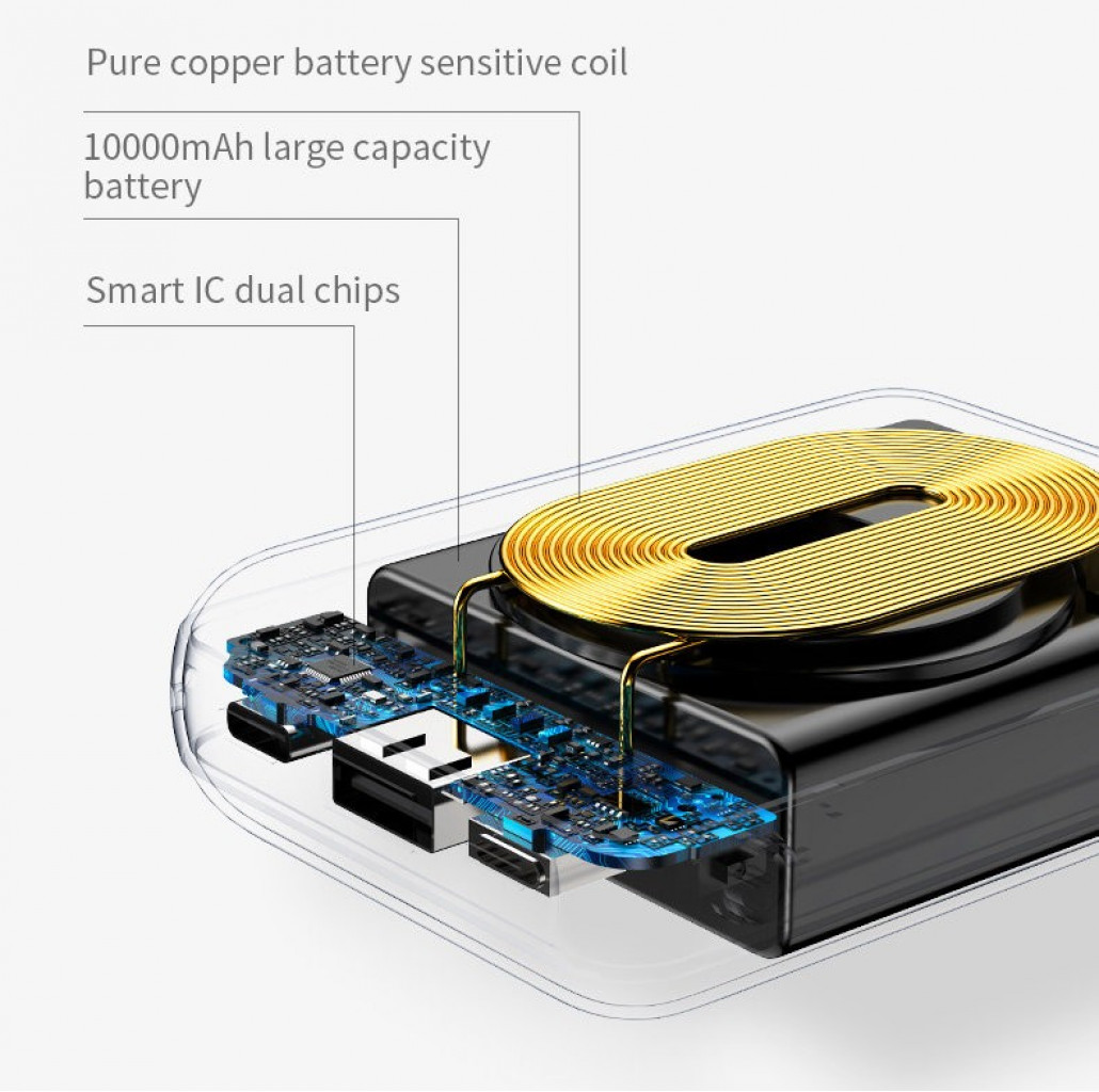 Беспроводной внешний аккумулятор с подставкой Rock P51 Mini 10000mAh (W1063)