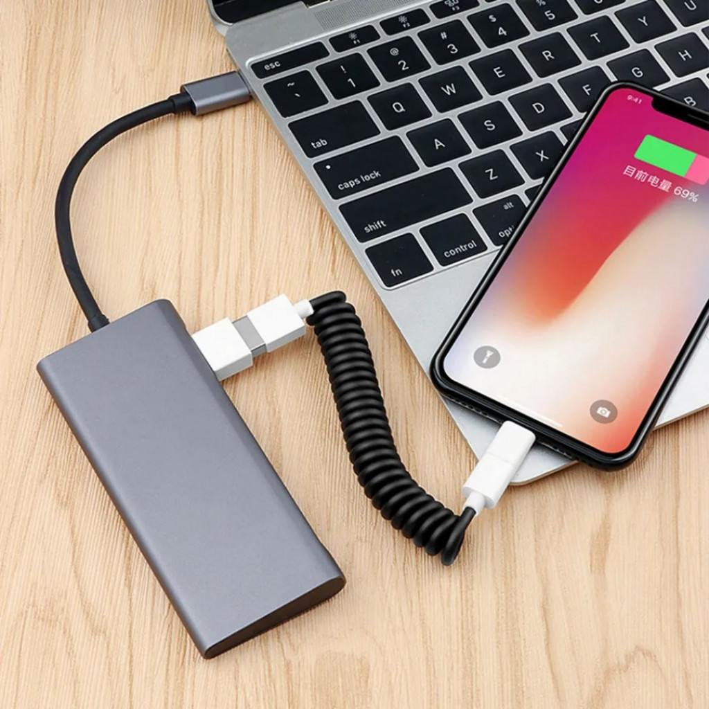 Кабель-переходник Xiaomi Lightning USB-C Micro-USB Black