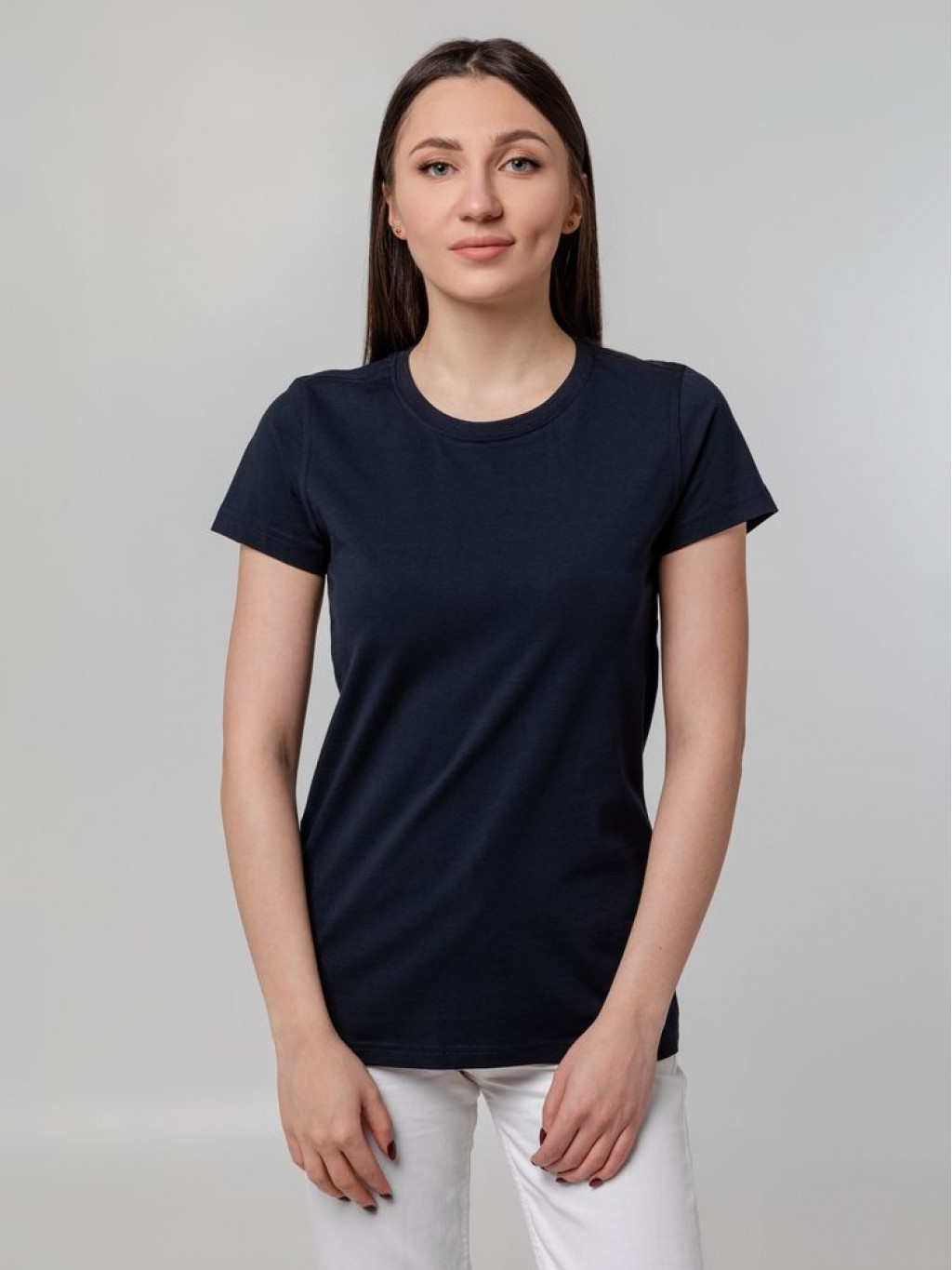 Футболка женская T-bolka Stretch Lady, темно-синяя (navy), размер L