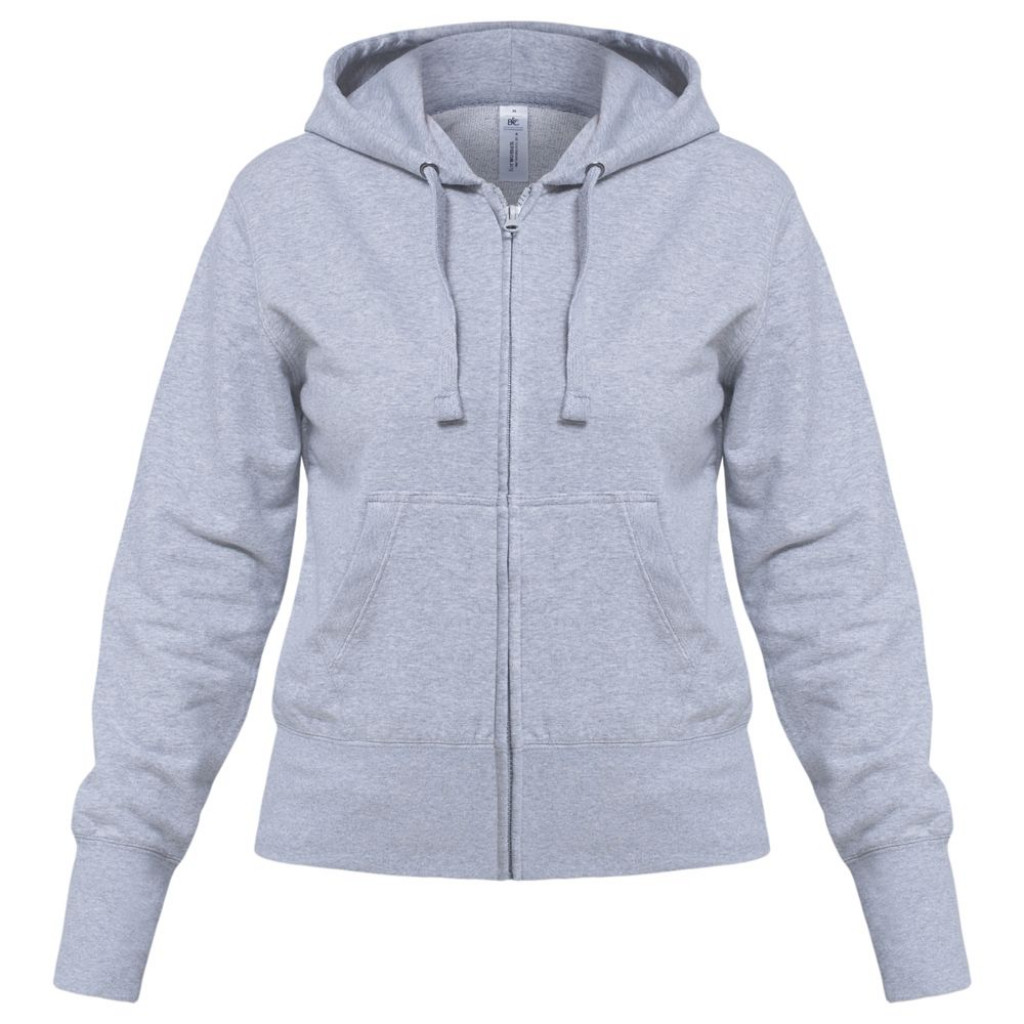 Толстовка женская Hooded Full Zip серый меланж, размер XXL