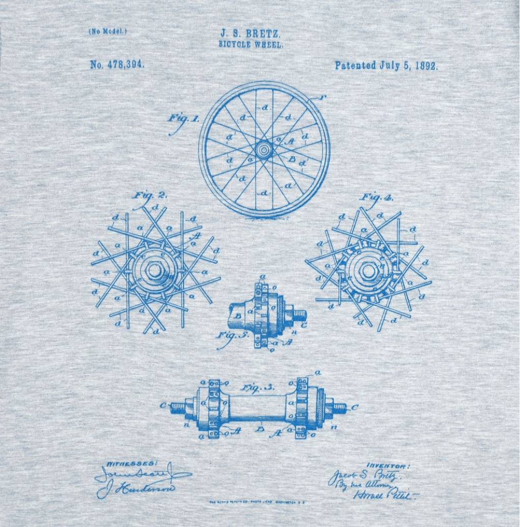 Футболка приталенная Old Patents. Wheel, голубой меланж, размер S