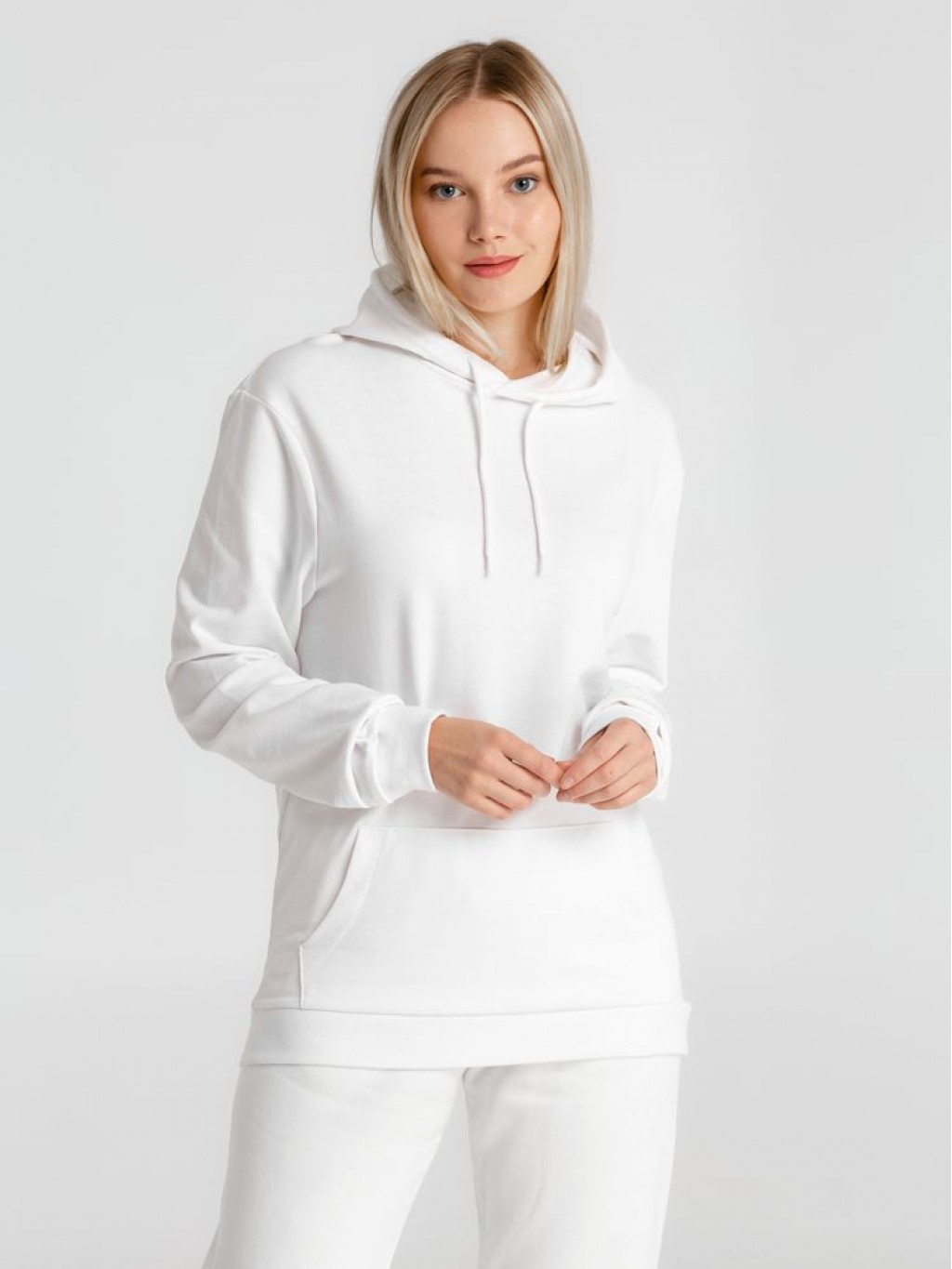 Толстовка с капюшоном унисекс Hoodie, белая, размер XS