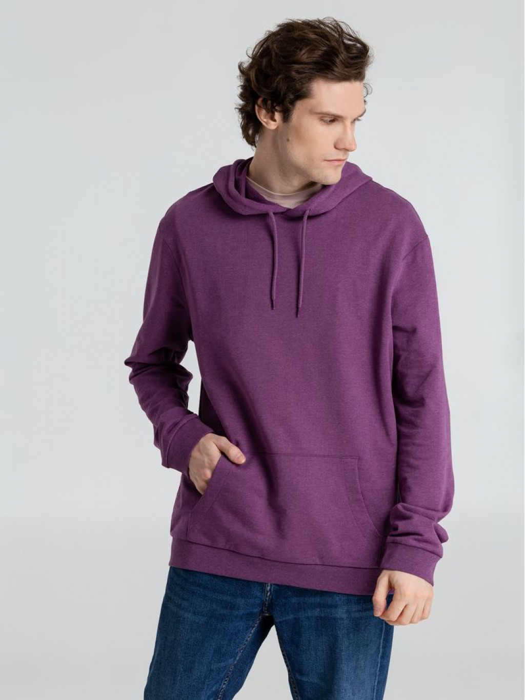 Толстовка с капюшоном унисекс Hoodie, фиолетовый меланж, размер XXL