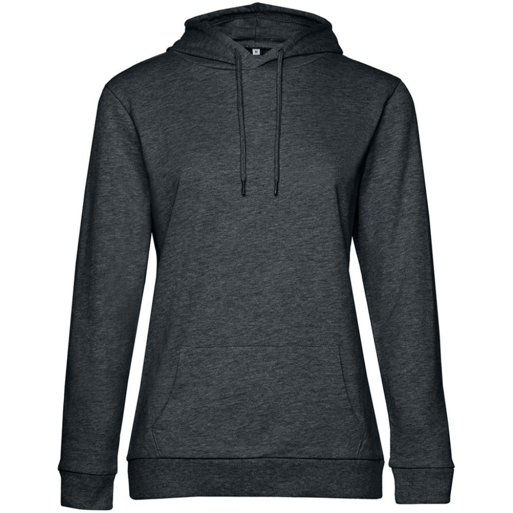 Толстовка с капюшоном женская Hoodie, серый меланж (антрацит), размер XS