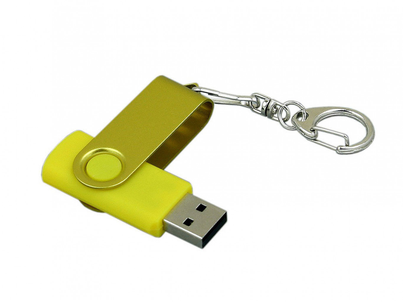 USB 2.0- флешка промо на 4 Гб с поворотным механизмом и однотонным металлическим клипом