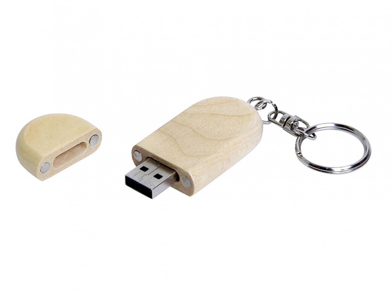 USB 2.0- флешка на 8 Гб овальной формы и колпачком с магнитом