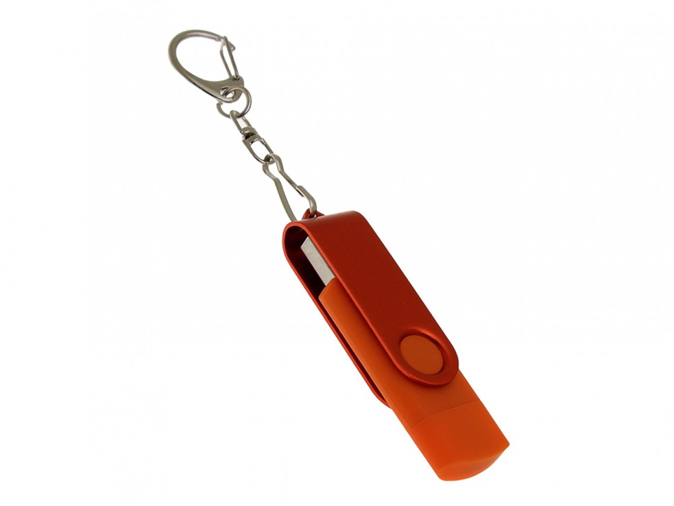 USB 2.0- флешка на 128 Гб с поворотным механизмом и дополнительным разъемом Type-C