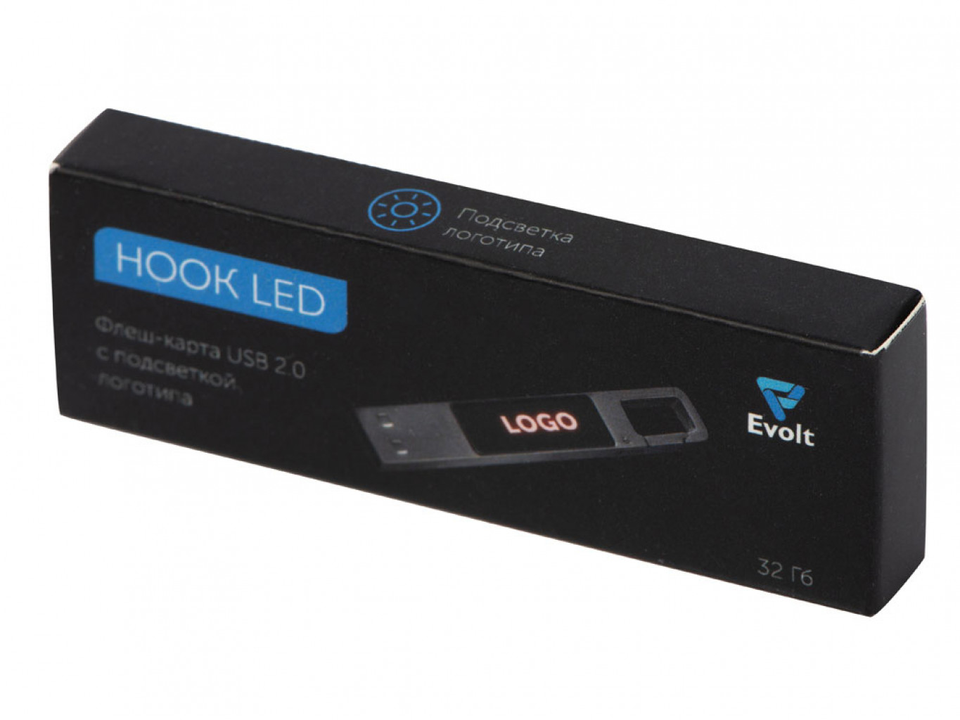 USB 2.0- флешка на 32 Гб c подсветкой логотипа «Hook LED»