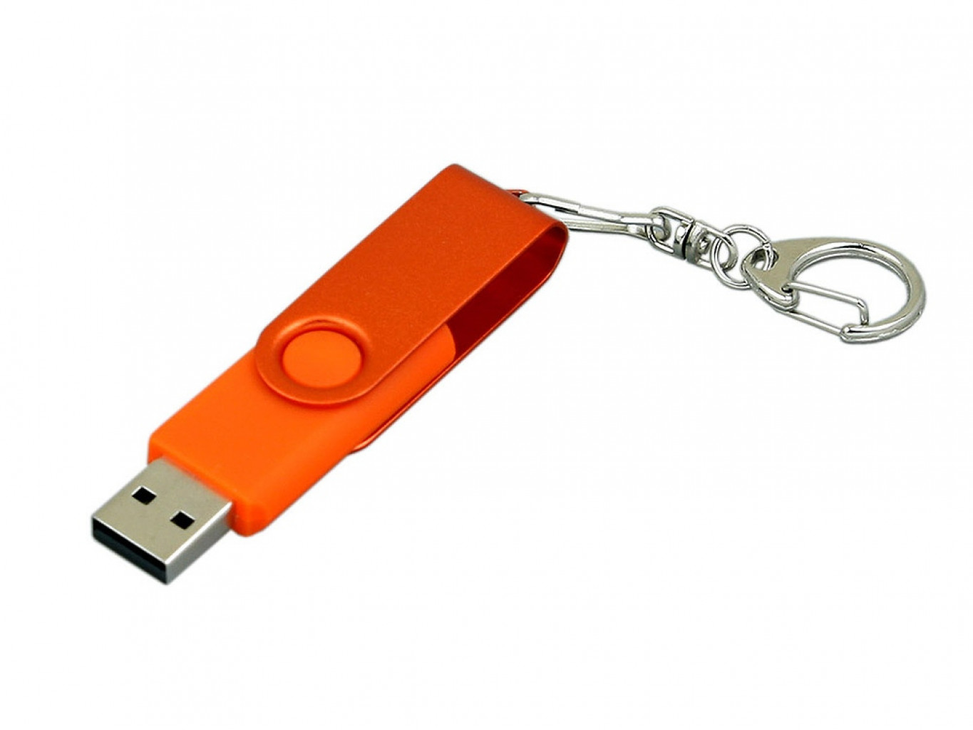 USB 2.0- флешка промо на 16 Гб с поворотным механизмом и однотонным металлическим клипом