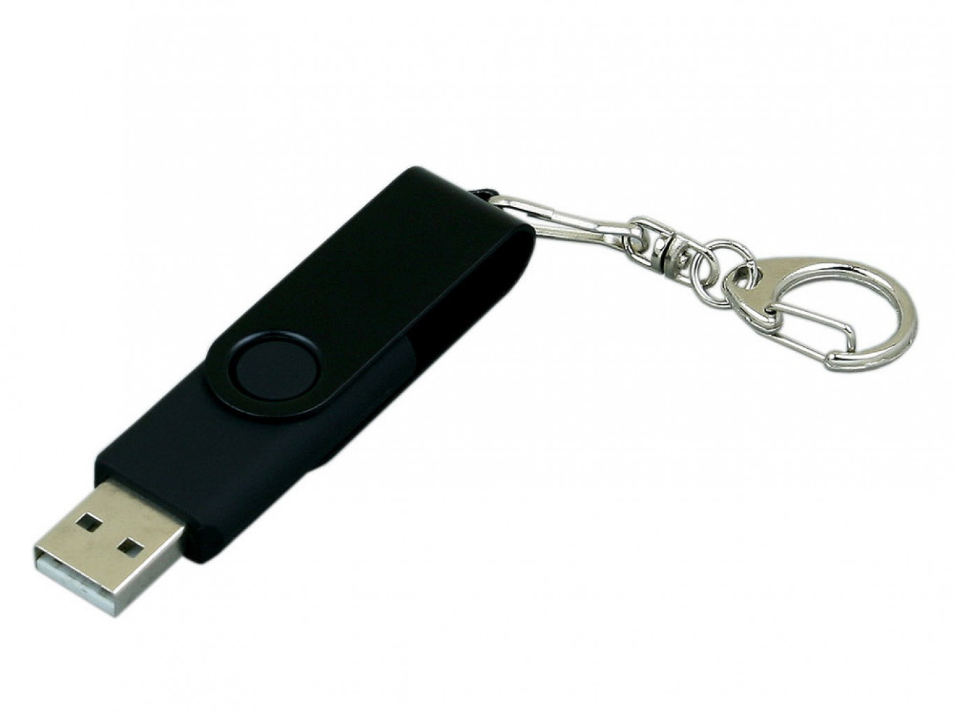 USB 2.0- флешка промо на 64 Гб с поворотным механизмом и однотонным металлическим клипом