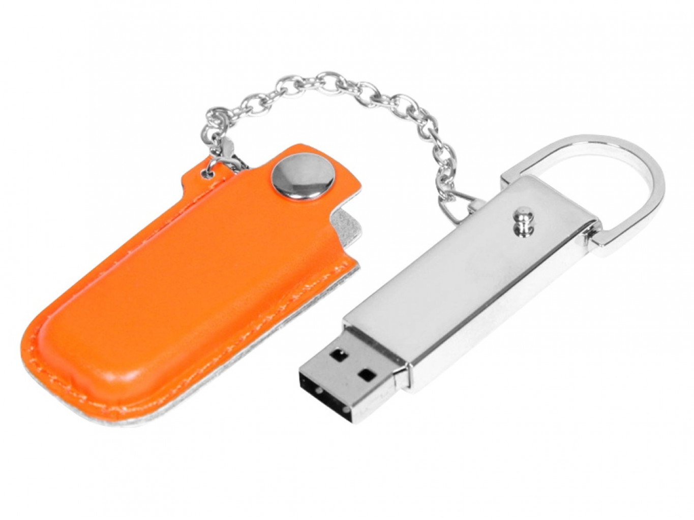 USB 2.0- флешка на 32 Гб в массивном корпусе с кожаным чехлом