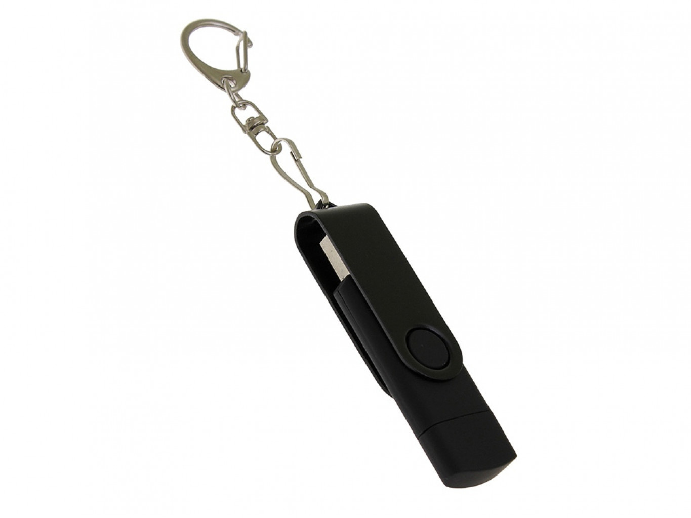 USB 2.0- флешка на 32 Гб с поворотным механизмом и дополнительным разъемом Type-C