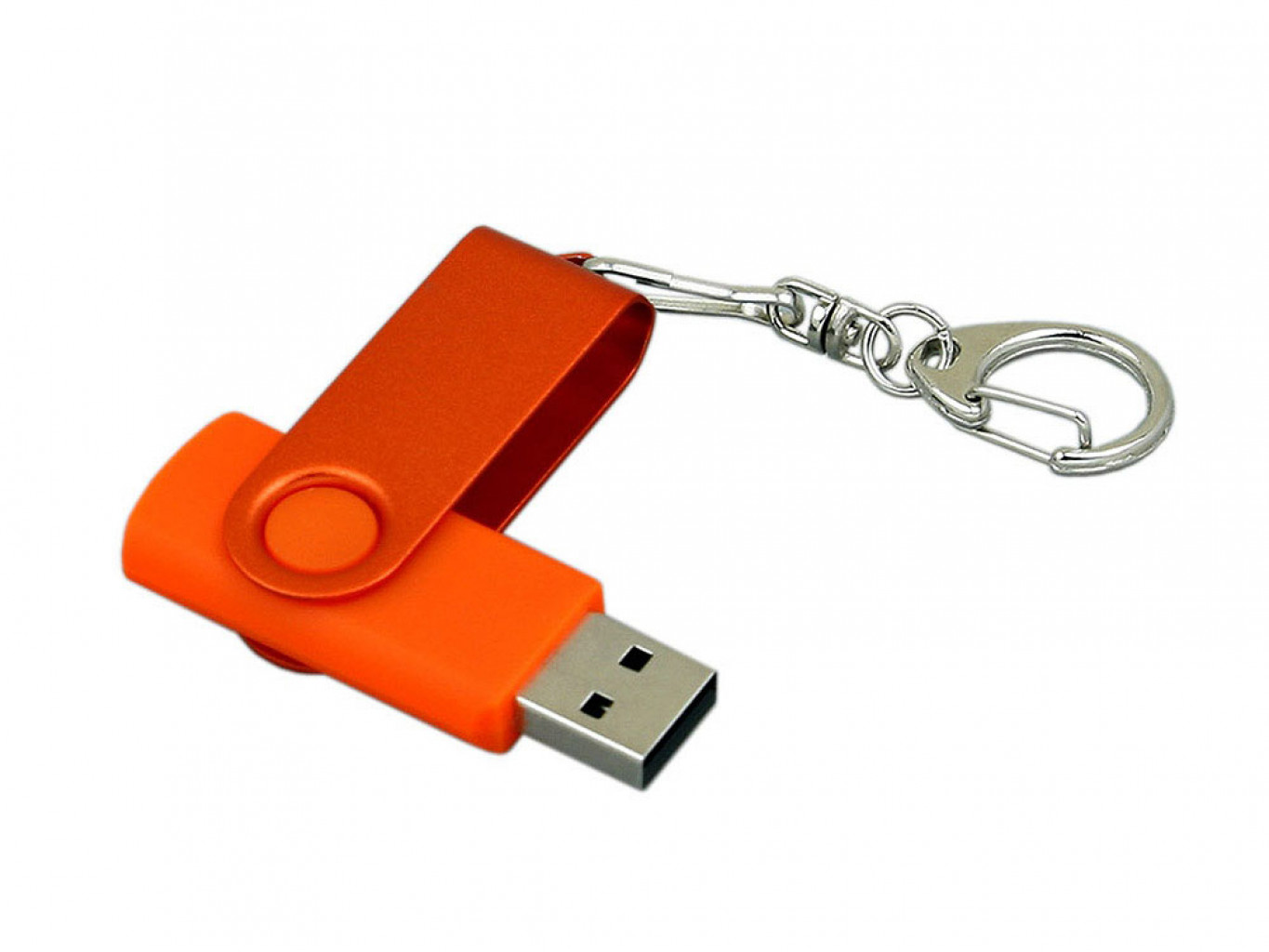 USB 2.0- флешка промо на 4 Гб с поворотным механизмом и однотонным металлическим клипом