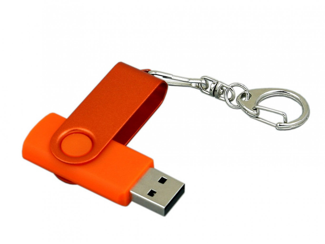 USB 2.0- флешка промо на 64 Гб с поворотным механизмом и однотонным металлическим клипом