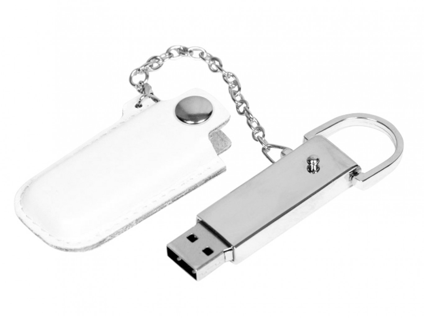 USB 2.0- флешка на 16 Гб в массивном корпусе с кожаным чехлом