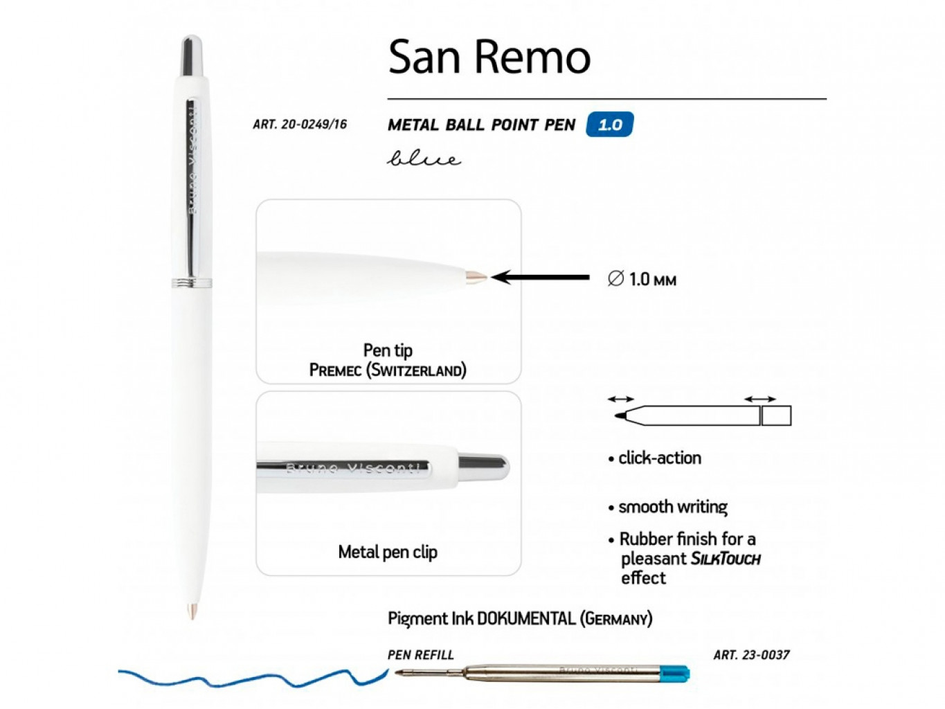 Ручка металлическая шариковая «San Remo», софт тач