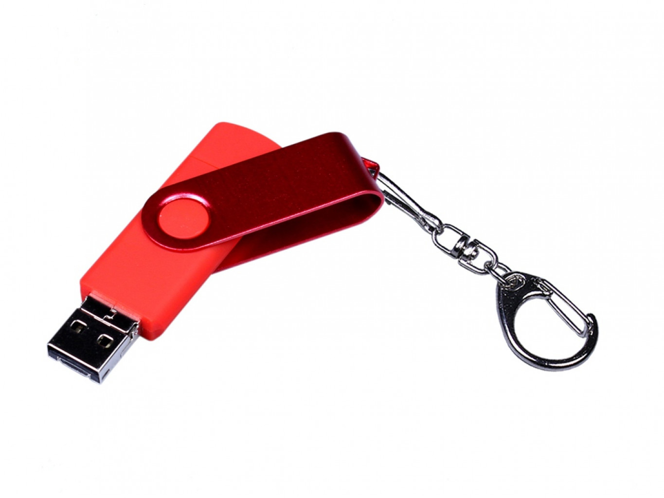 USB 2.0/micro USB/Type-С- флешка на 64 Гб 3-в-1 с поворотным механизмом