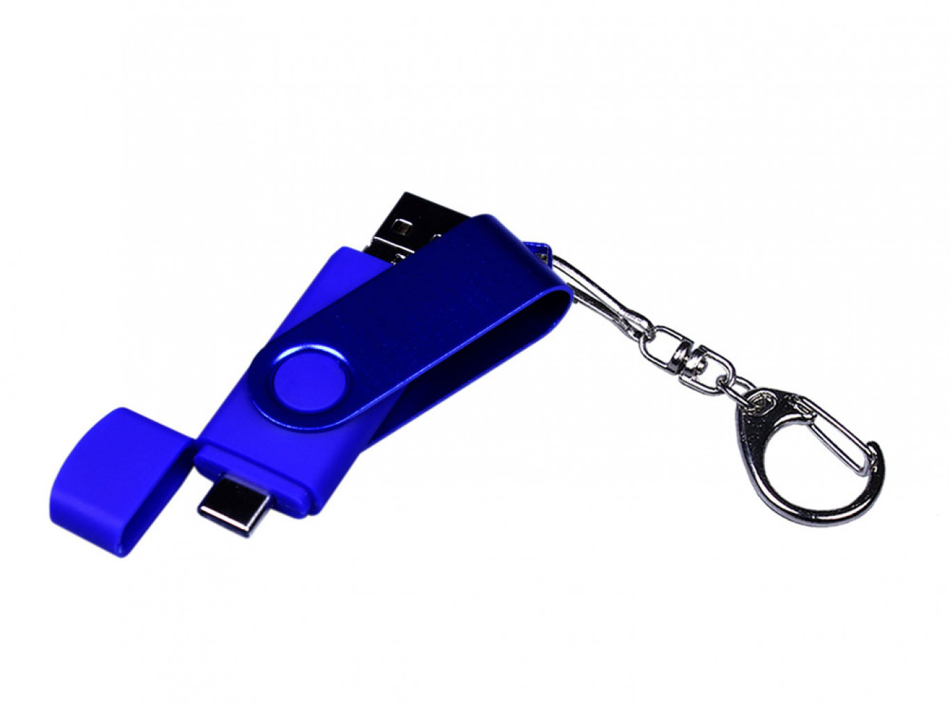 USB 2.0/micro USB/Type-С- флешка на 16 Гб 3-в-1 с поворотным механизмом