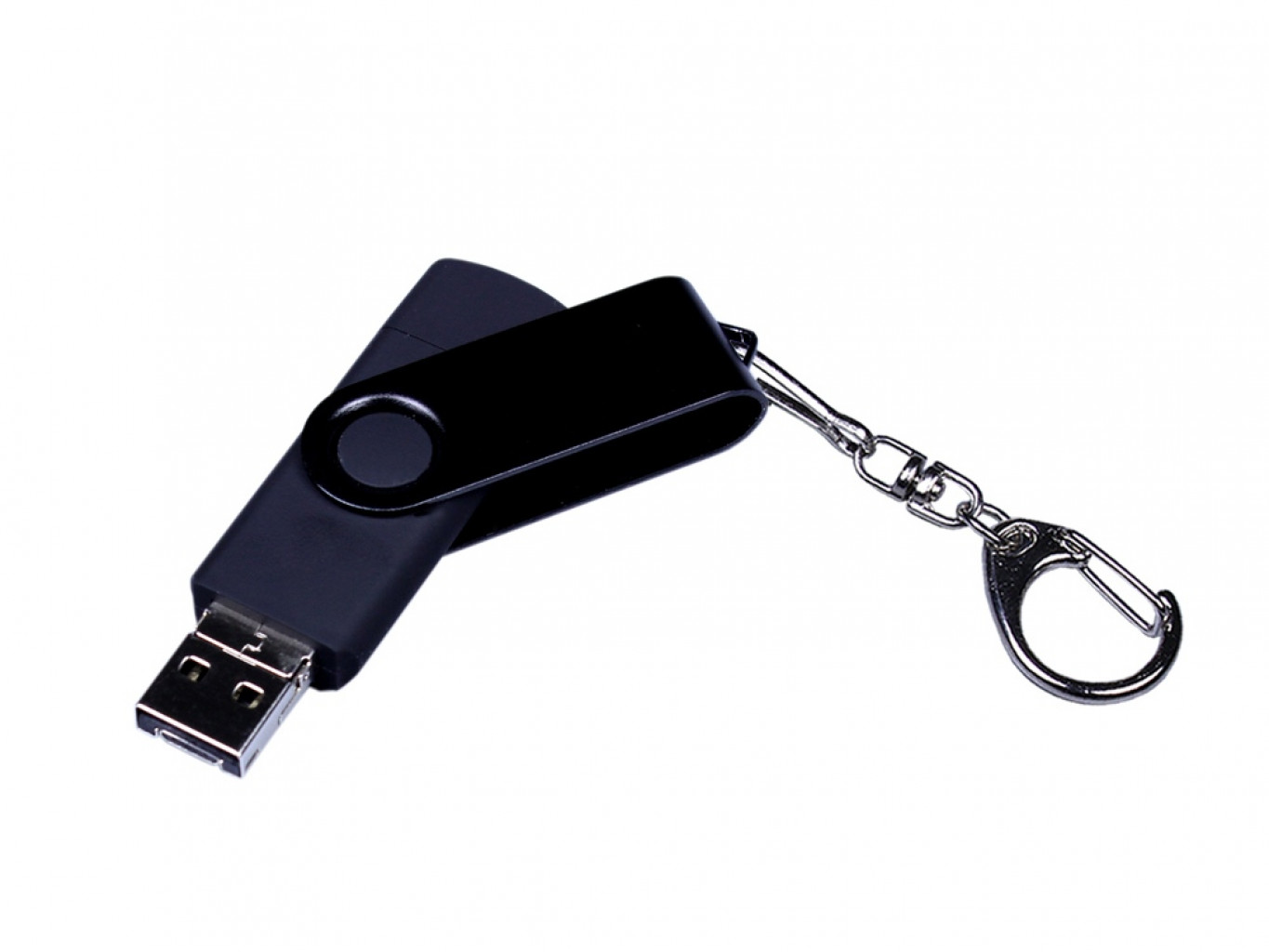 USB 2.0/micro USB/Type-С- флешка на 64 Гб 3-в-1 с поворотным механизмом