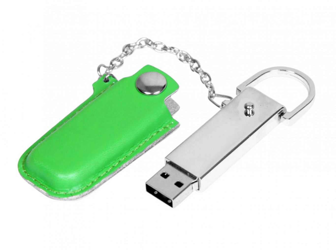 USB 2.0- флешка на 8 Гб в массивном корпусе с кожаным чехлом