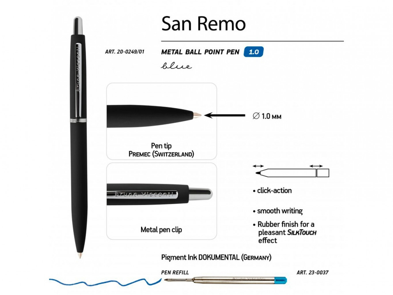 Ручка металлическая шариковая «San Remo», софт тач