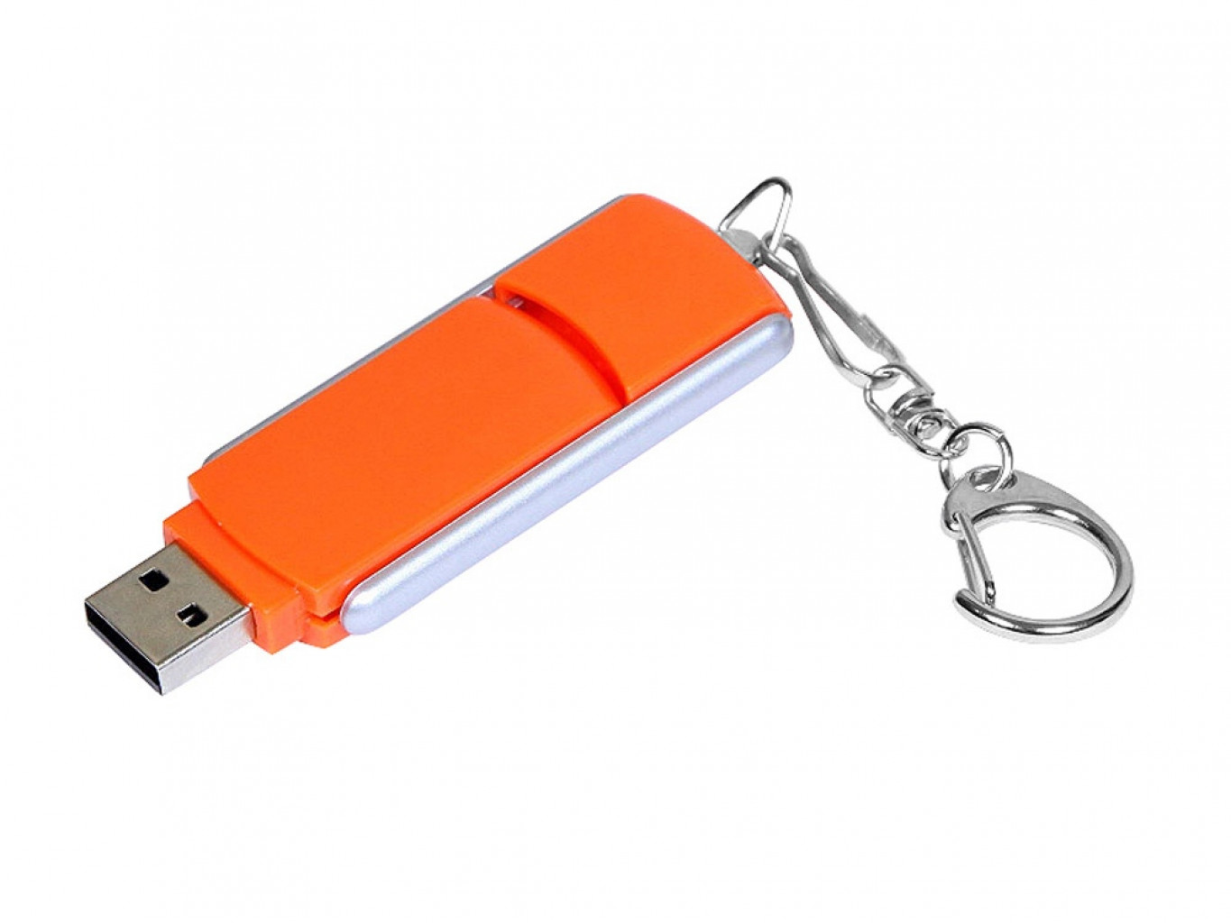 USB 2.0- флешка промо на 64 Гб с прямоугольной формы с выдвижным механизмом