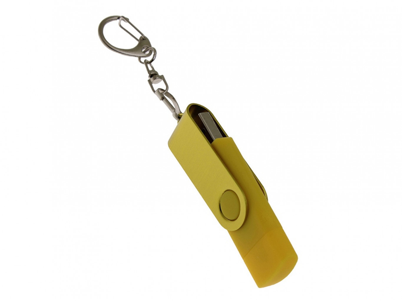 USB 2.0- флешка на 128 Гб с поворотным механизмом и дополнительным разъемом Type-C