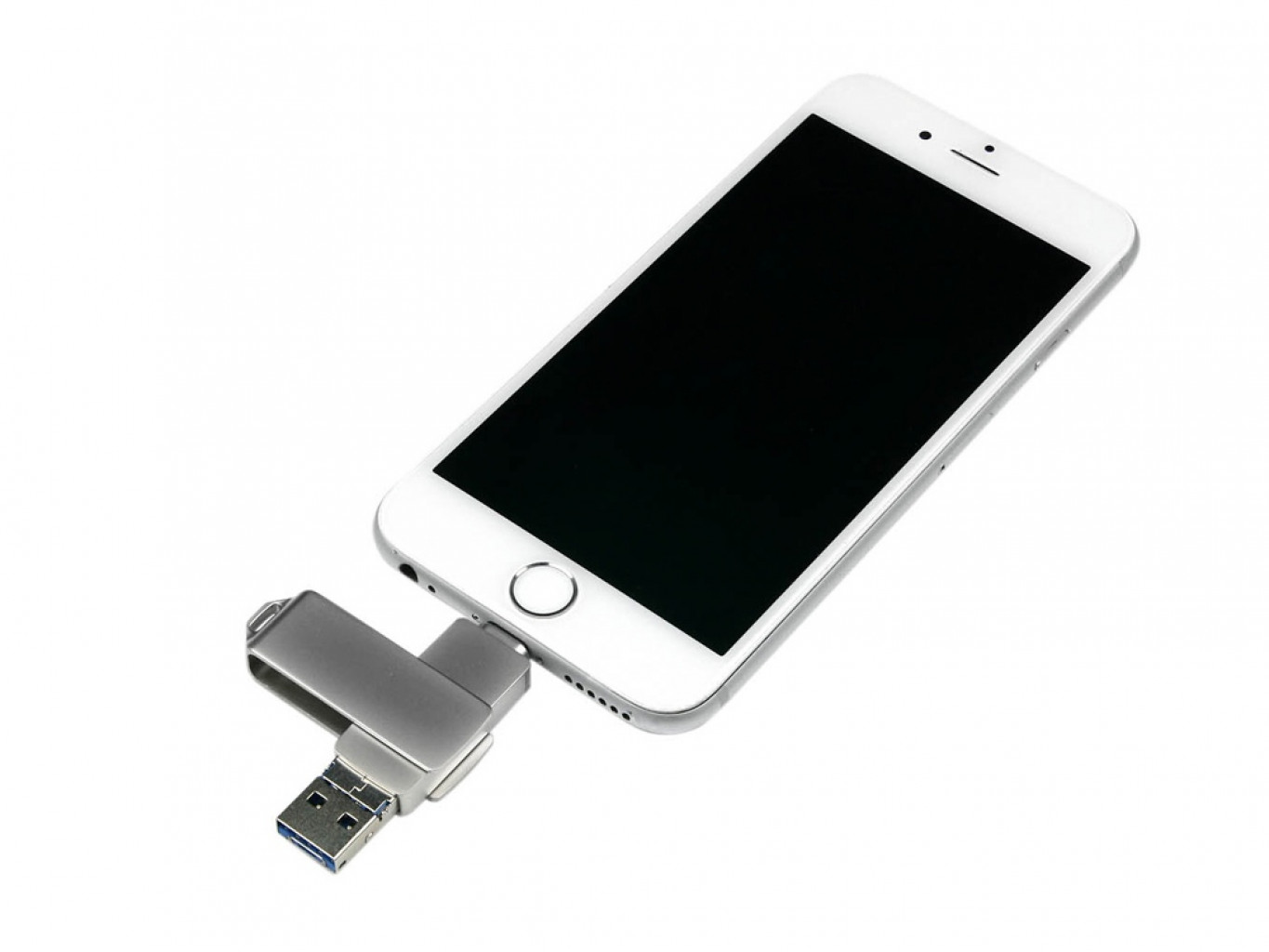 USB 3.0/micro USB/Lightning- флешка на 32 Гб с поворотным механизмом