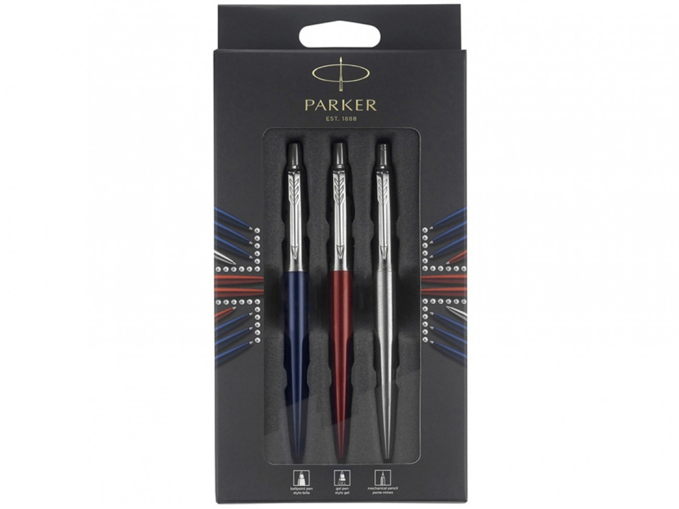 Набор Parker Jotter London Trio: ручка гелевая, ручка шариковая. карандаш