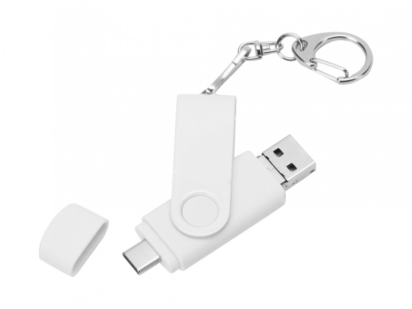 USB 3.0/micro USB/Type-C - флешка на 32 Гб 3-в-1 с поворотным механизмом