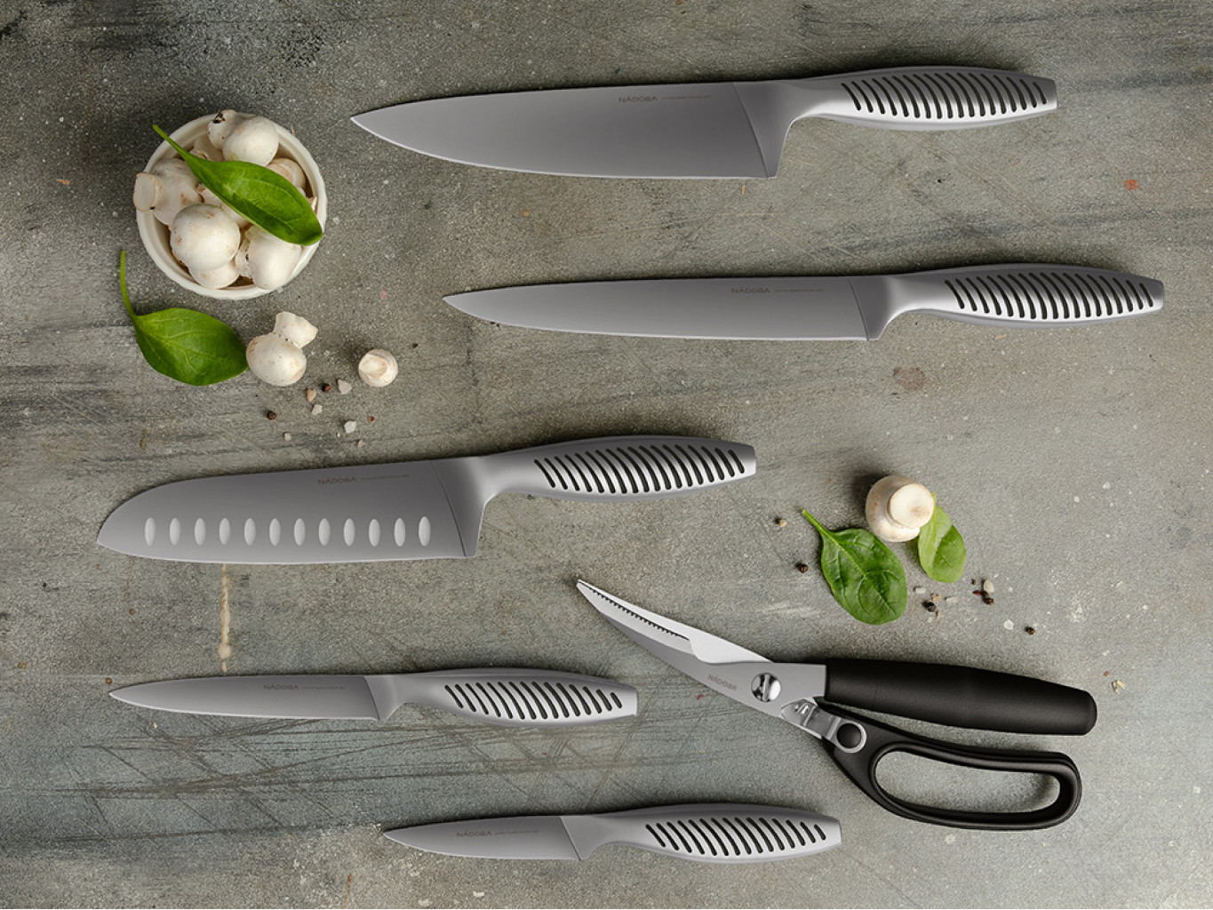 Набор из 5 кухонных ножей, ножниц и блока для ножей «VERA»
