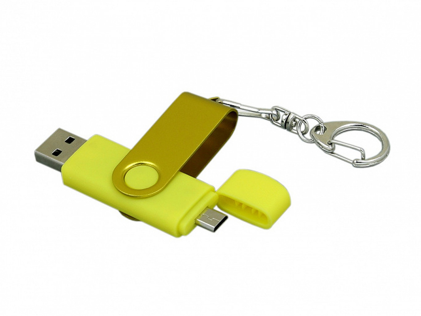 USB 2.0- флешка на 32 Гб с поворотным механизмом и дополнительным разъемом Micro USB