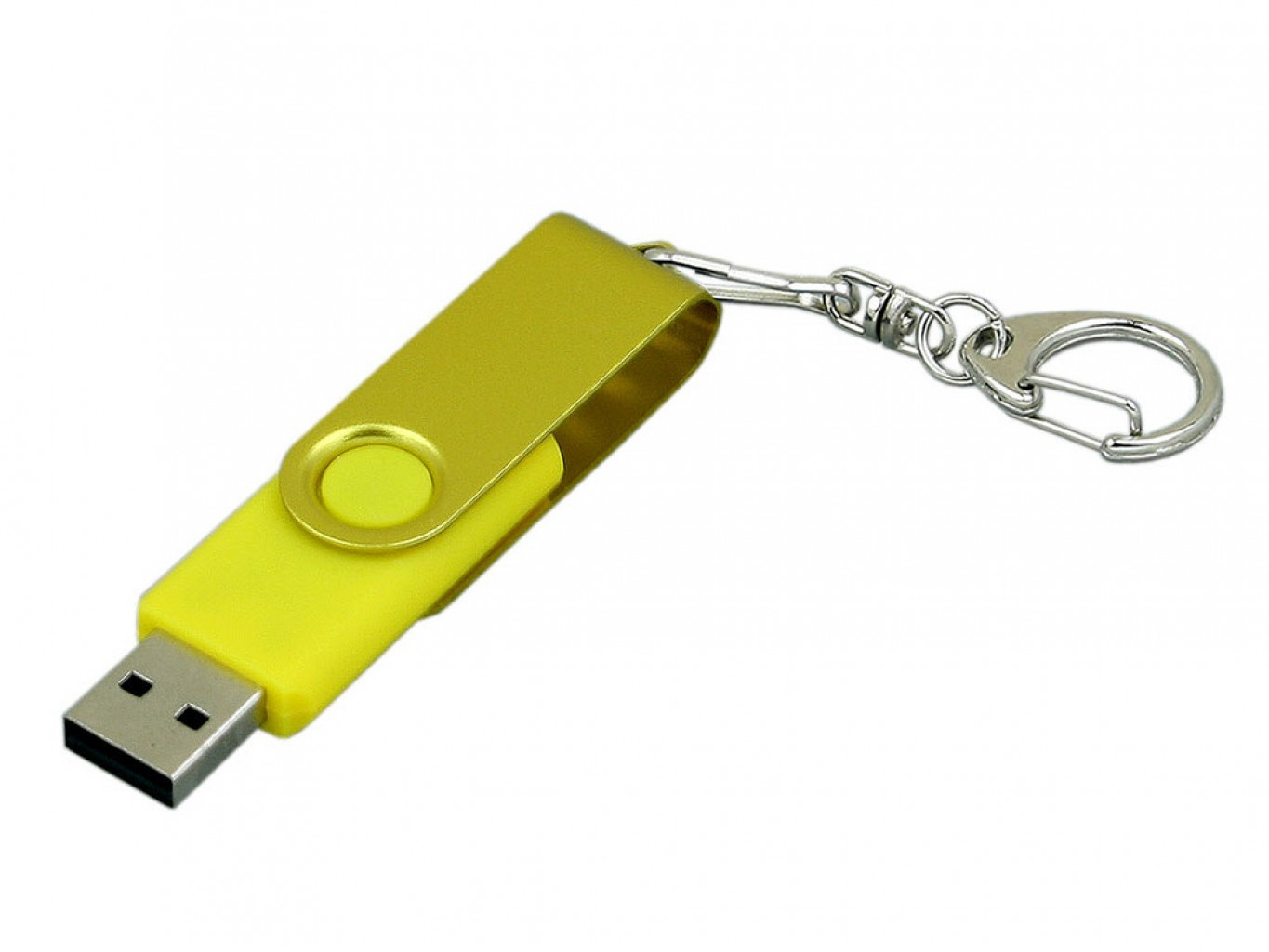 USB 2.0- флешка промо на 64 Гб с поворотным механизмом и однотонным металлическим клипом