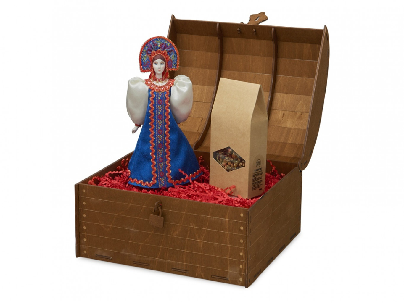 Подарочный набор: кукла фарфоровая, чай Подарочный набор: кукла фарфоровая, чай