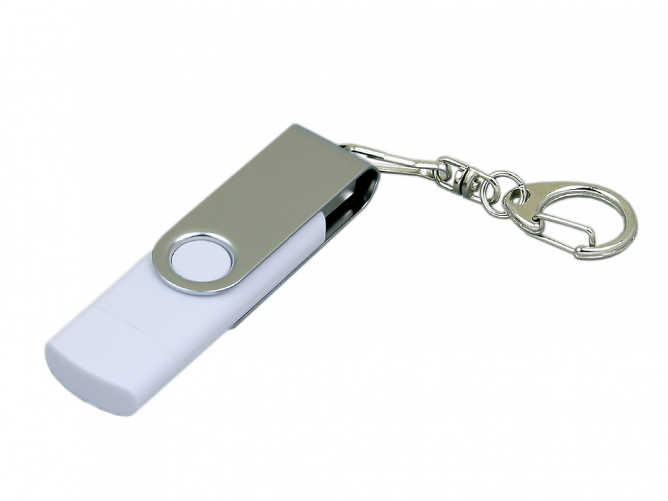 USB 2.0- флешка на 16 Гб с поворотным механизмом и дополнительным разъемом Micro USB