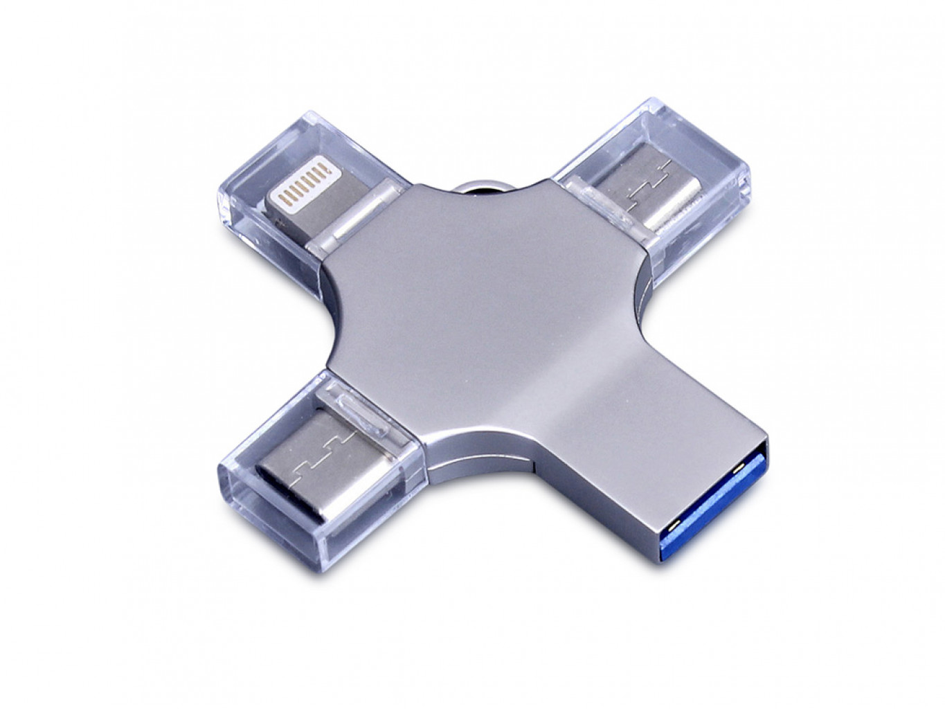 USB 3.0-флешка на 256 Гб 4-в-1 с разъемами Micro USB, Type-C и Lightning
