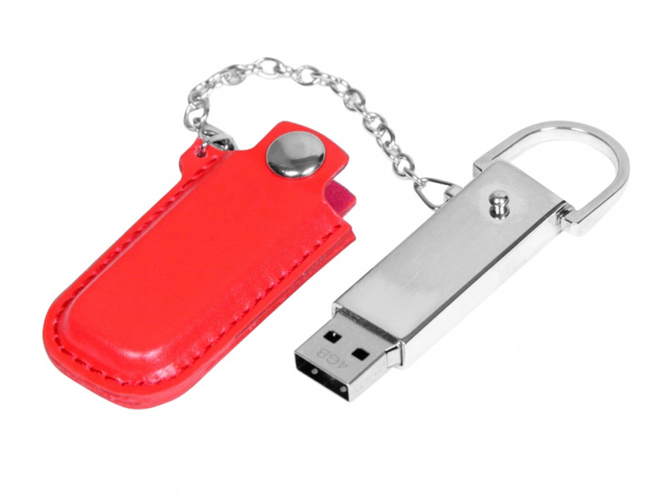 USB 2.0- флешка на 16 Гб в массивном корпусе с кожаным чехлом