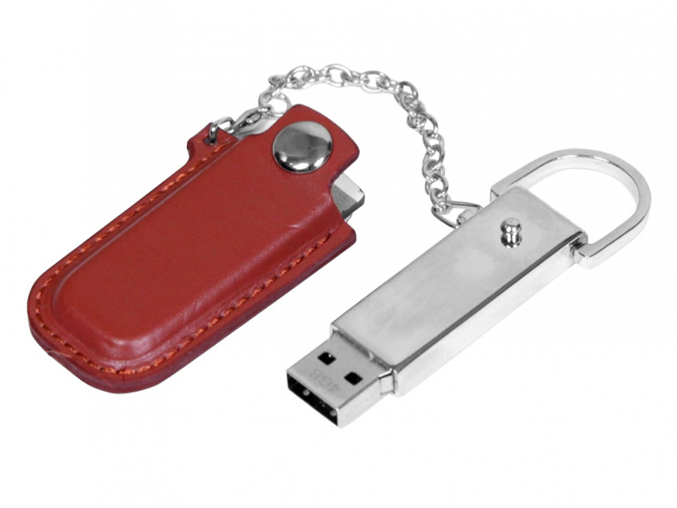 USB 2.0- флешка на 16 Гб в массивном корпусе с кожаным чехлом