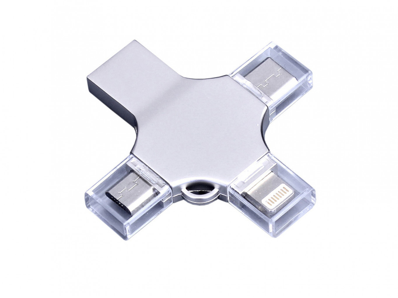 USB 3.0-флешка на 256 Гб 4-в-1 с разъемами Micro USB, Type-C и Lightning