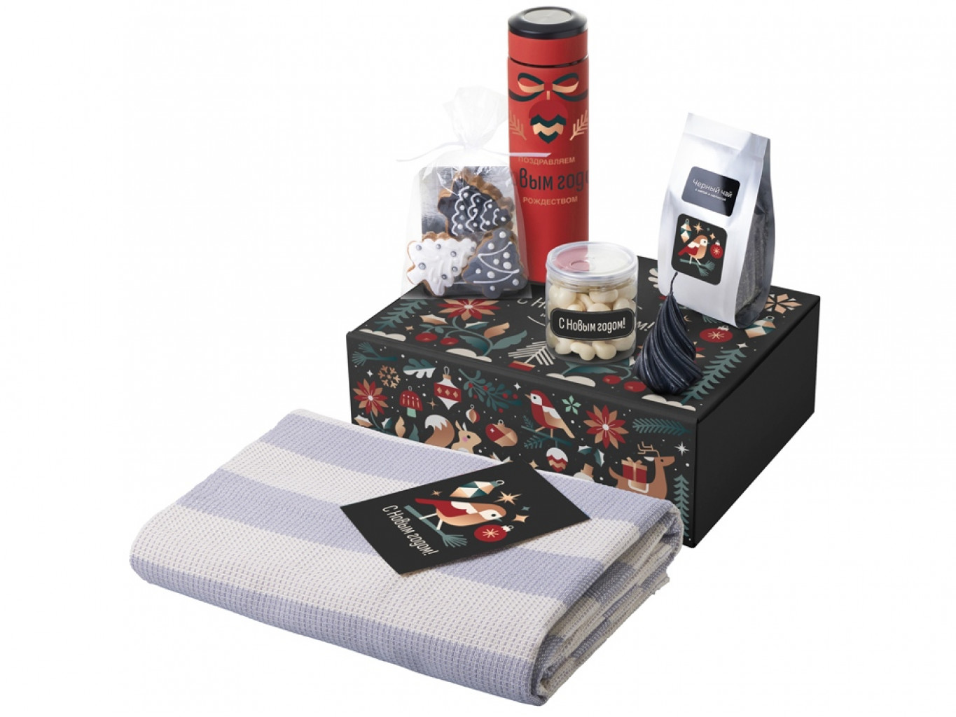 Подарочный набор «Re:Warm» с пледом, термосом и свечой