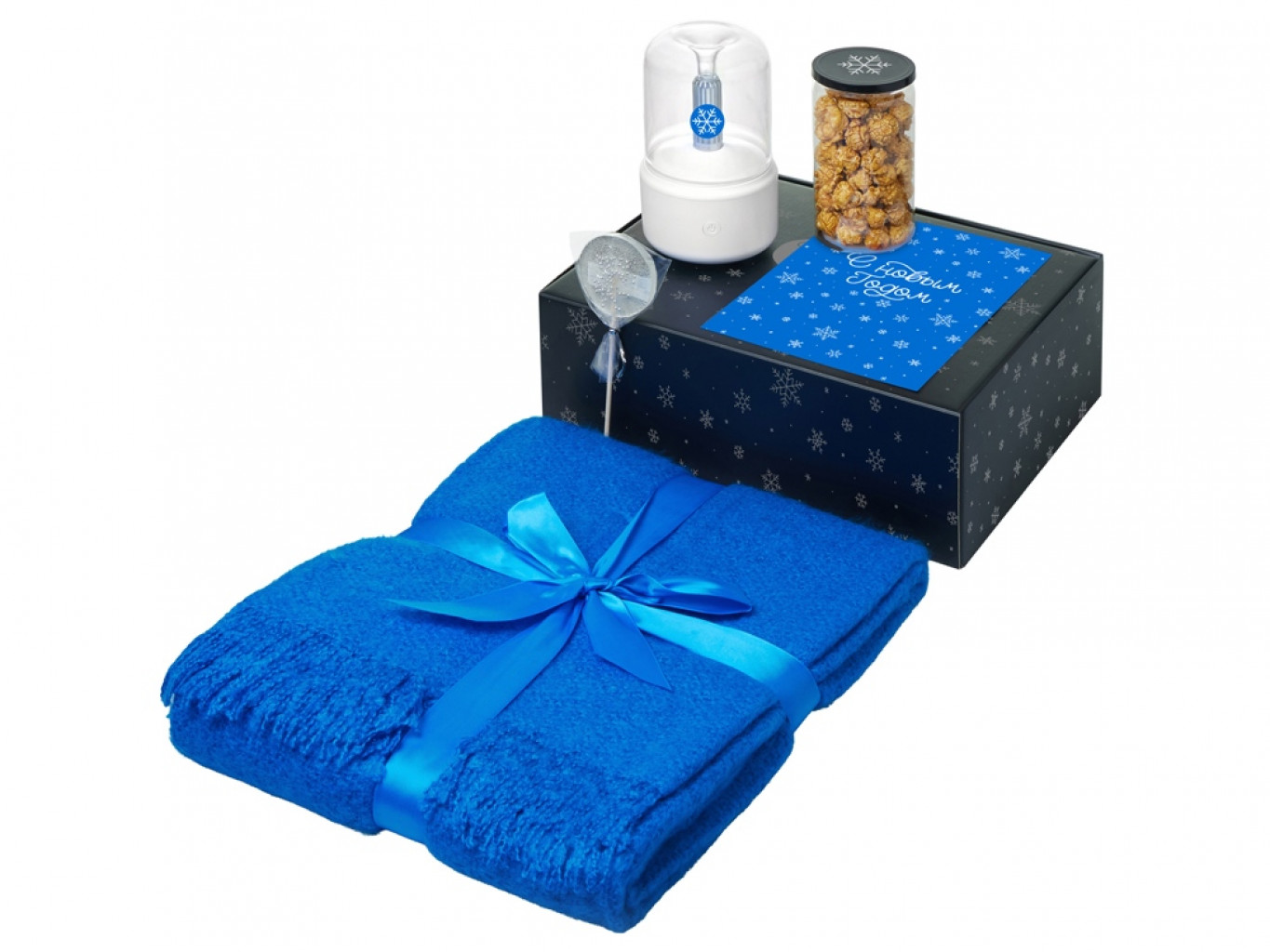 Подарочный набор «Re:Snug» с пледом, увлажнителем и попкорном