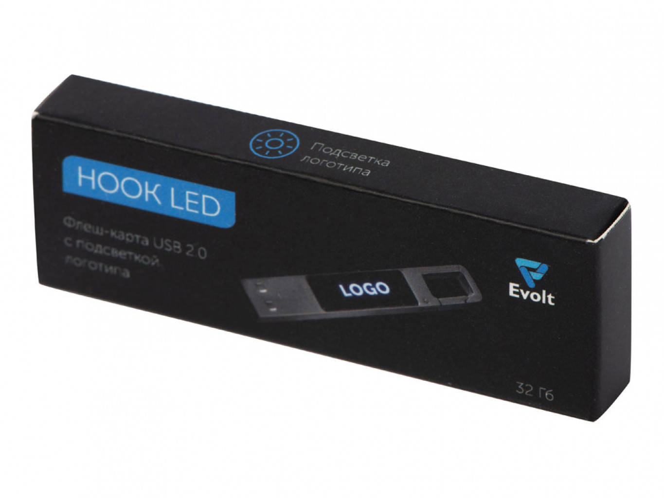 USB 2.0- флешка на 32 Гб c подсветкой логотипа «Hook LED»