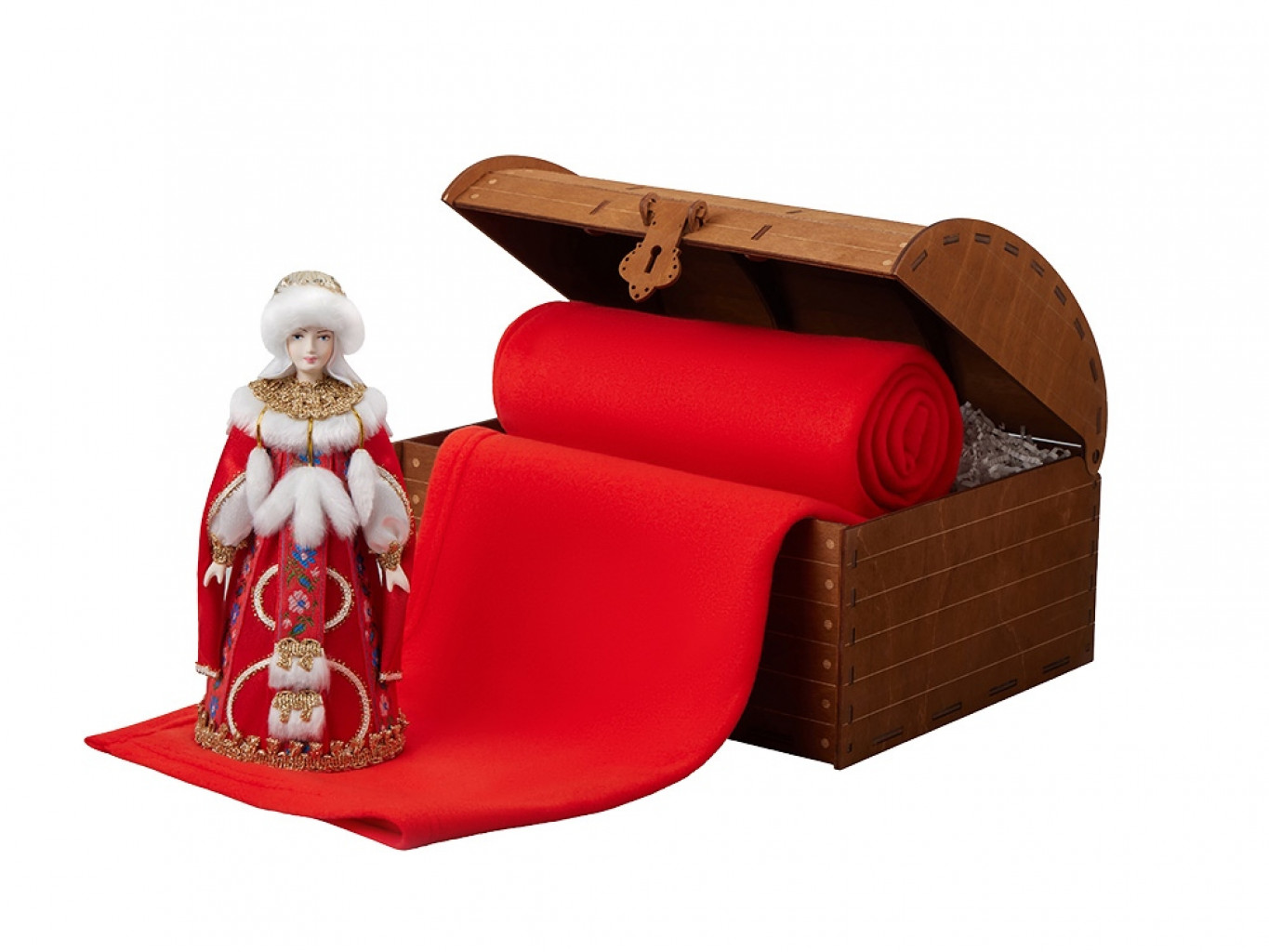 Подарочный набор: кукла фарфоровая, плед флисовый